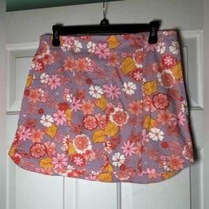 Pink Lily Floral Skirt in Pink and Yellow